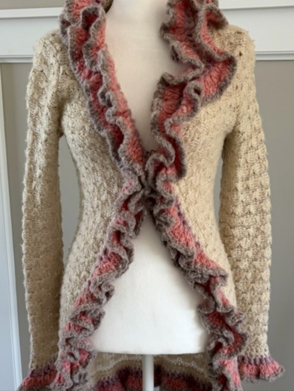 Free People Ruffled Open Front Cardigan